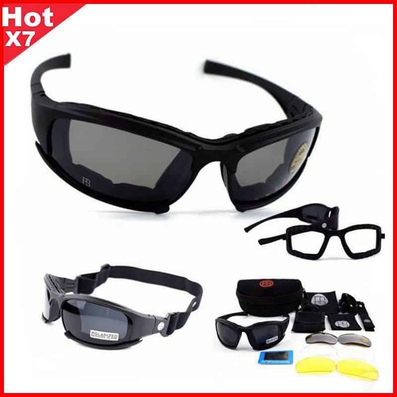 Occhiali tattici X7 occhiali da sole polarizzati Airsoft Paintball escursionismo occhiali militari caccia occhiali da tiro con 4 lenti