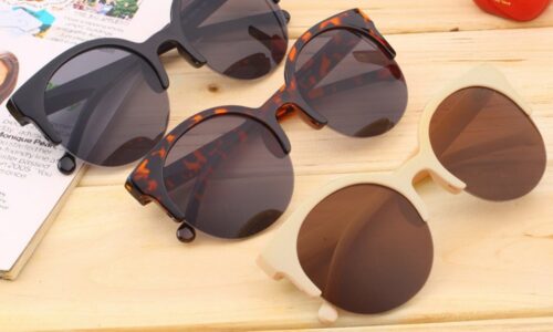 Utile alla moda Unisex classico forma rotonda cerchio cornice occhiali da sole semi-rimless occhiali Outdoor uomo donna occhiali da sole unici