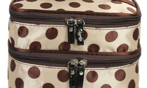 Borsa da donna trucco Dot Pattern borsa cosmetica portatile borsa da toilette a doppio strato borse per lavaggio con borse a specchio