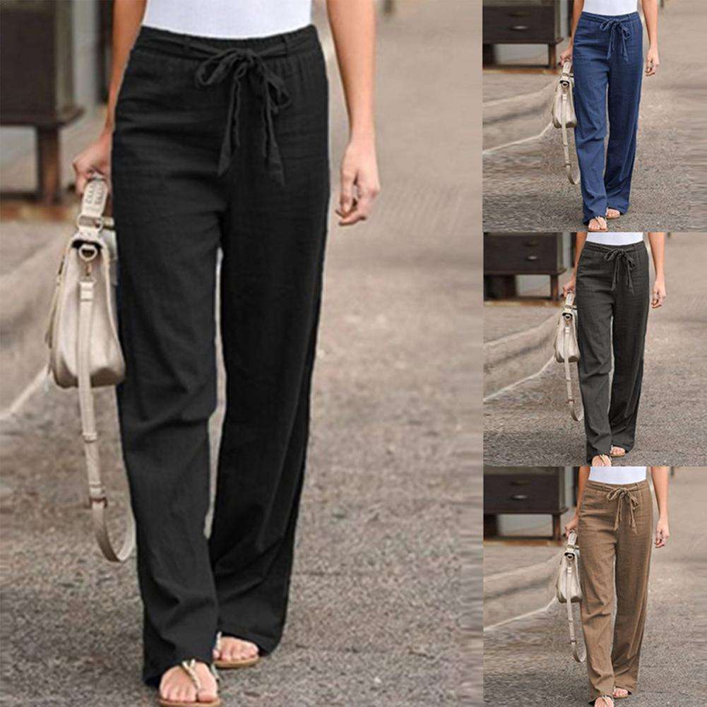 Pantaloni da donna Soft Comfort 2021 nuovi pantaloni estivi Casual a vita alta tasca da donna pantaloni lunghi alla caviglia pantaloni femminili