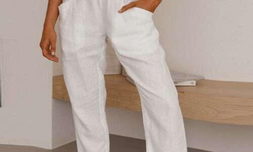 Pantaloni estivi da donna in cotone e lino con coulisse pantaloni larghi a gamba larga vendita calda pantaloni lunghi con pantaloni da donna tascabili